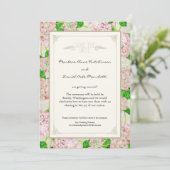 Roze Hydrangea Kant Bloemige Formele Elegante Brui Save The Date (Staand voorkant)