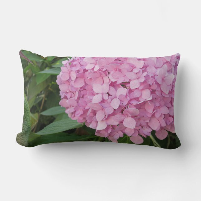 Roze hydrangea Lumbar Pillow Kussen (Voorkant)