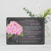 Roze Hydrangea Mason Jar Chalkboard Vrijgezellenfe Kaart (Staand voorkant)