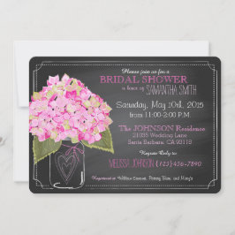 Roze Hydrangea Mason Jar Chalkboard Vrijgezellenfe Kaart