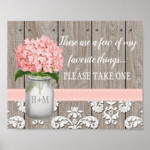 Roze Hydrangea Mason Jar Neem één voor Poster