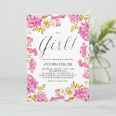 Roze Hydrangea Meisje Baby Shower Kaart (Staand voorkant)