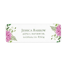 Roze Hydrangea Meisje Baby shower Retouradres Etiket