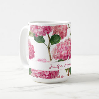 Roze Hydrangea met eigen naam Koffiemok