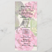 Roze hydrangea met lederweddenschap programmakaart (Achterkant)