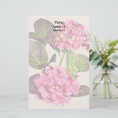 Roze hydrangea met producten voor het binden van l briefpapier (Staand voorkant)