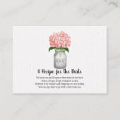 Roze hydrangea Monogram Mason Jar Recipe Request Visitekaartje (Voorkant)