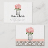 Roze hydrangea Monogram Mason Jar Recipe Request Visitekaartje (Voorkant / Achterkant)