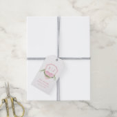 Roze Hydrangea Monogram Wapenschild Aangepaste Tro Cadeaulabel (Met Touw)