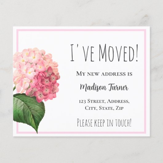 Roze Hydrangea Nieuwe Home Aankondiging Flyer (Voorkant)