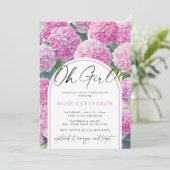 Roze Hydrangea Oh Meisje Baby shower Kaart (Staand voorkant)