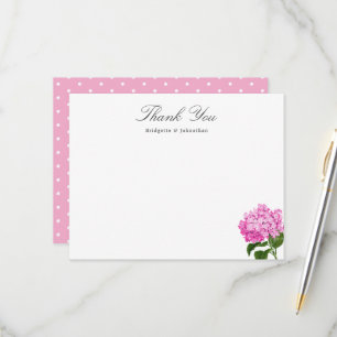 Roze Hydrangea Op Maat Gemaakte Naam Bedankt Plat RSVP Kaartje