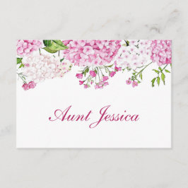 Roze Hydrangea Plat Plaatskort
