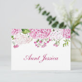 Roze Hydrangea Plat Plaatskort (Staand voorkant)