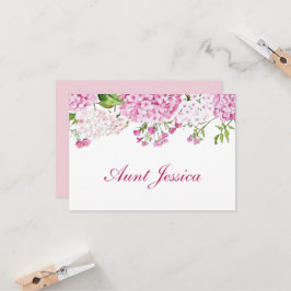 Roze Hydrangea Plat Plaatskort