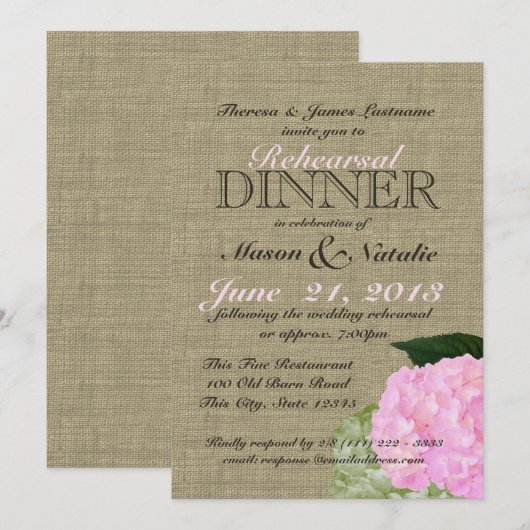 Roze Hydrangea repetitie diner 5x7 Kaart (Voorkant / Achterkant)