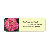 Roze Hydrangea Return Address Label (Voorkant)