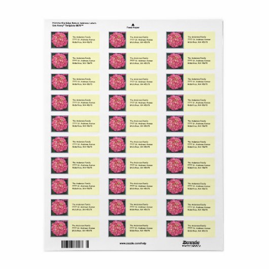Roze Hydrangea Return Address Label (Full Sheet)