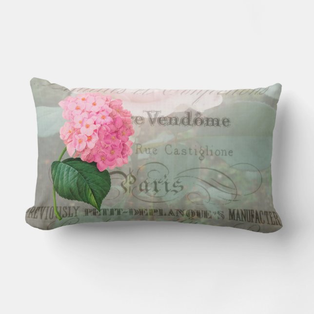 Roze Hydrangea Romantisch Frans Accent Kussen (Voorkant)