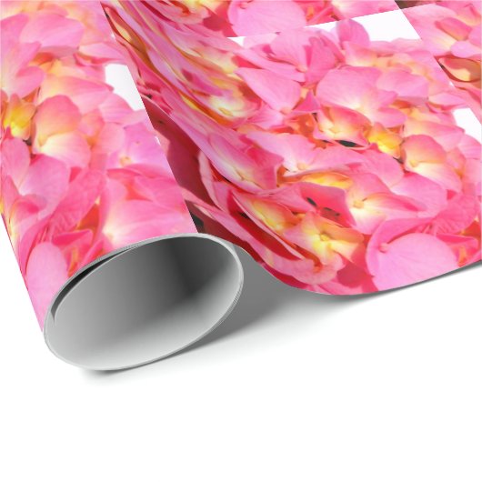 Roze hydrangea roze bloem roze florale bloem cadeaupapier (Rol Hoek)