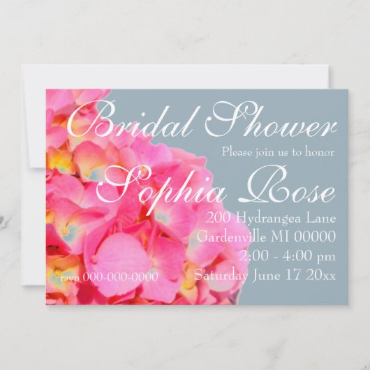 Roze hydrangea roze bloem roze florale bloem kaart (Voorkant)