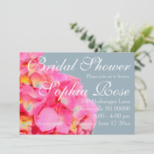 Roze hydrangea roze bloem roze florale bloem kaart (Staand voorkant)