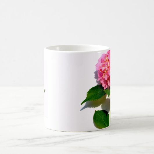 Roze hydrangea roze bloem roze florale bloem koffiemok (Center)