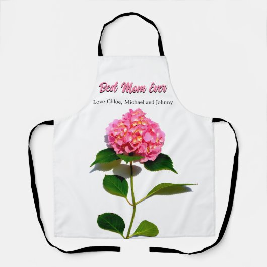 Roze hydrangea roze florale beste moeder ooit schort (Voorkant)