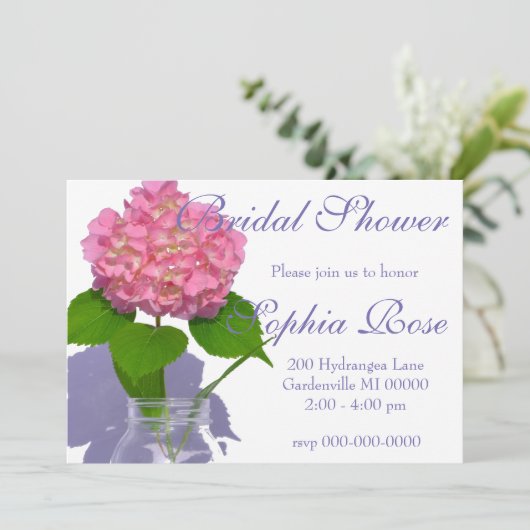 Roze hydrangea roze florroze bloem kaart (Staand voorkant)