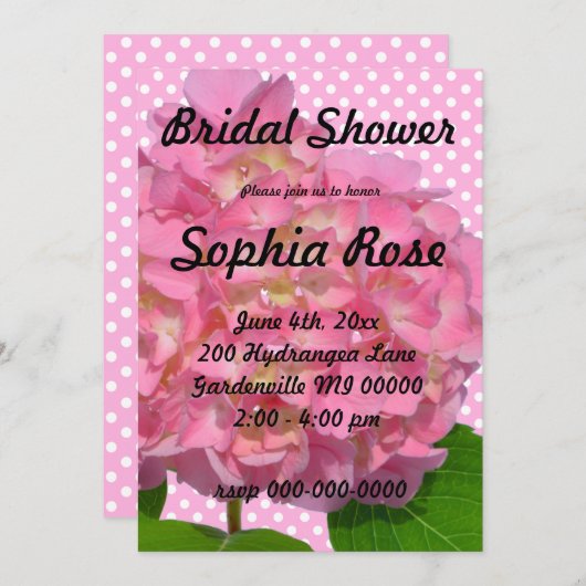 Roze hydrangea roze florroze bloem kaart (Voorkant / Achterkant)