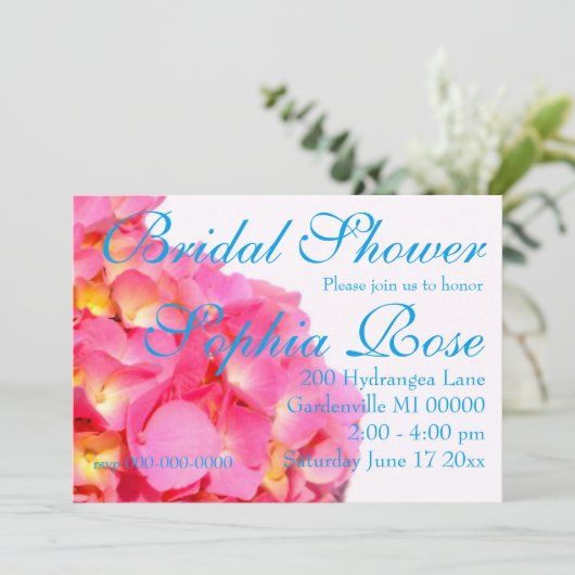 Roze hydrangea roze florroze bloem kaart (Staand voorkant)