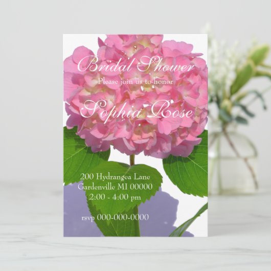 Roze hydrangea roze florroze bloem kaart (Staand voorkant)