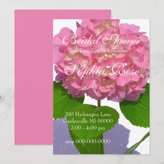 Roze hydrangea roze florroze bloem kaart (Voorkant / Achterkant)