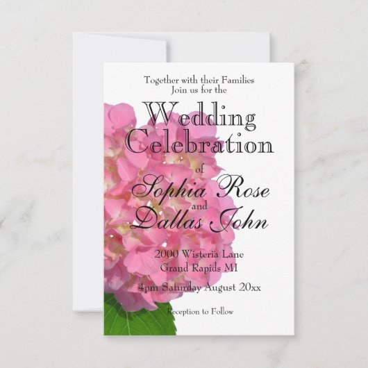 Roze hydrangea roze florroze bloem kaart (Voorkant)