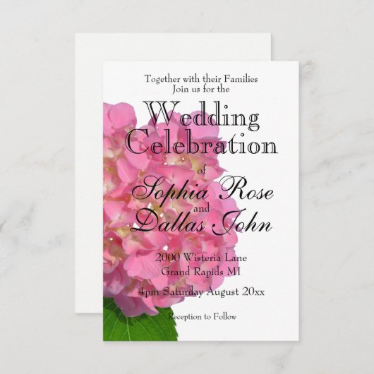 Roze hydrangea roze florroze bloem kaart (Voorkant / Achterkant)