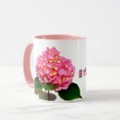 Roze hydrangea roze florroze bloem mok (Voorkant links)