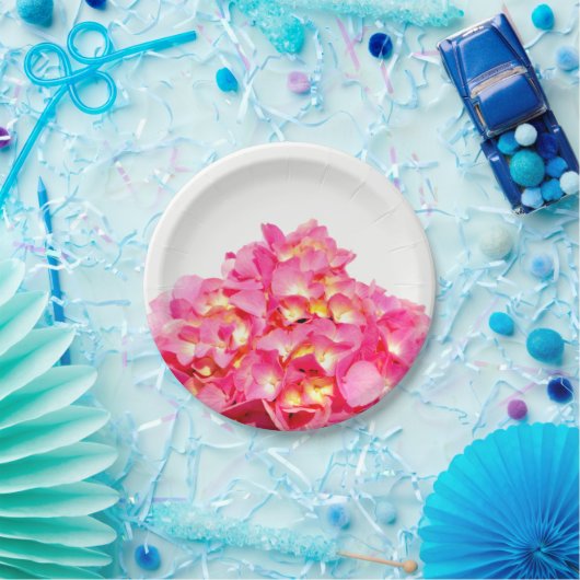 Roze hydrangea roze florroze bloem papieren bordje (Feest)