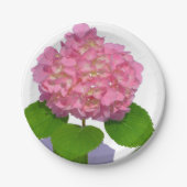 Roze hydrangea roze florroze bloem papieren bordje (Voorkant)