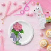 Roze hydrangea roze florroze bloem papieren bordje (Feest)