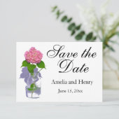 Roze hydrangea roze florroze bloem save the date (Staand voorkant)