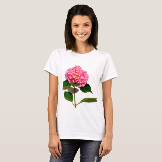 Roze hydrangea roze florroze bloem t-shirt (Voorkant volledig)