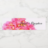 Roze hydrangea roze florroze bloem waterfles etiket (Enkel label)