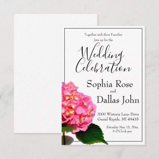 Roze hydrangea roze florroze bloem Weddenschap Kaart (Voorkant / Achterkant)