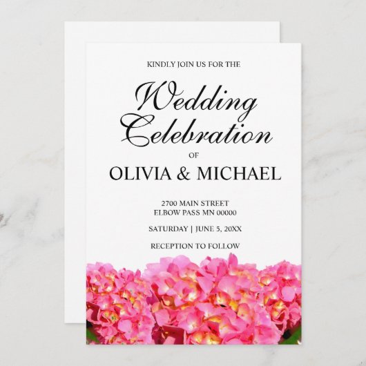 Roze hydrangea roze florroze bloem Weddenschap Kaart (Voorkant / Achterkant)