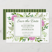 Roze hydrangea save the date (Voorkant / Achterkant)