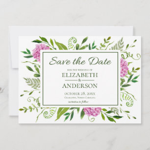 Roze hydrangea save the date