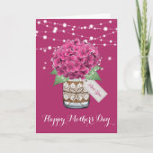 Roze Hydrangea Schattigee Bloemen Moederdag Kaart (Voorkant)