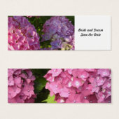 Roze hydrangea Sla de datum op Mini Visitekaartjes (Voorkant /achterkant)