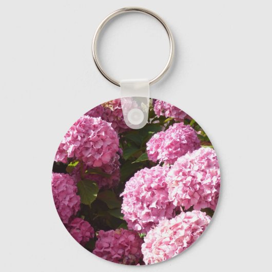 Roze hydrangea sleutelhanger (Voorkant)