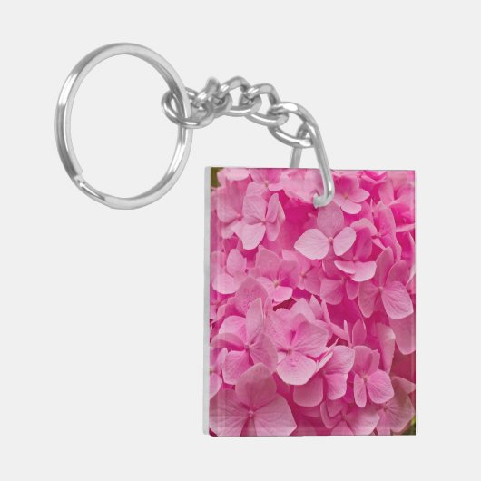 Roze hydrangea sleutelhanger (Voorkant Links)
